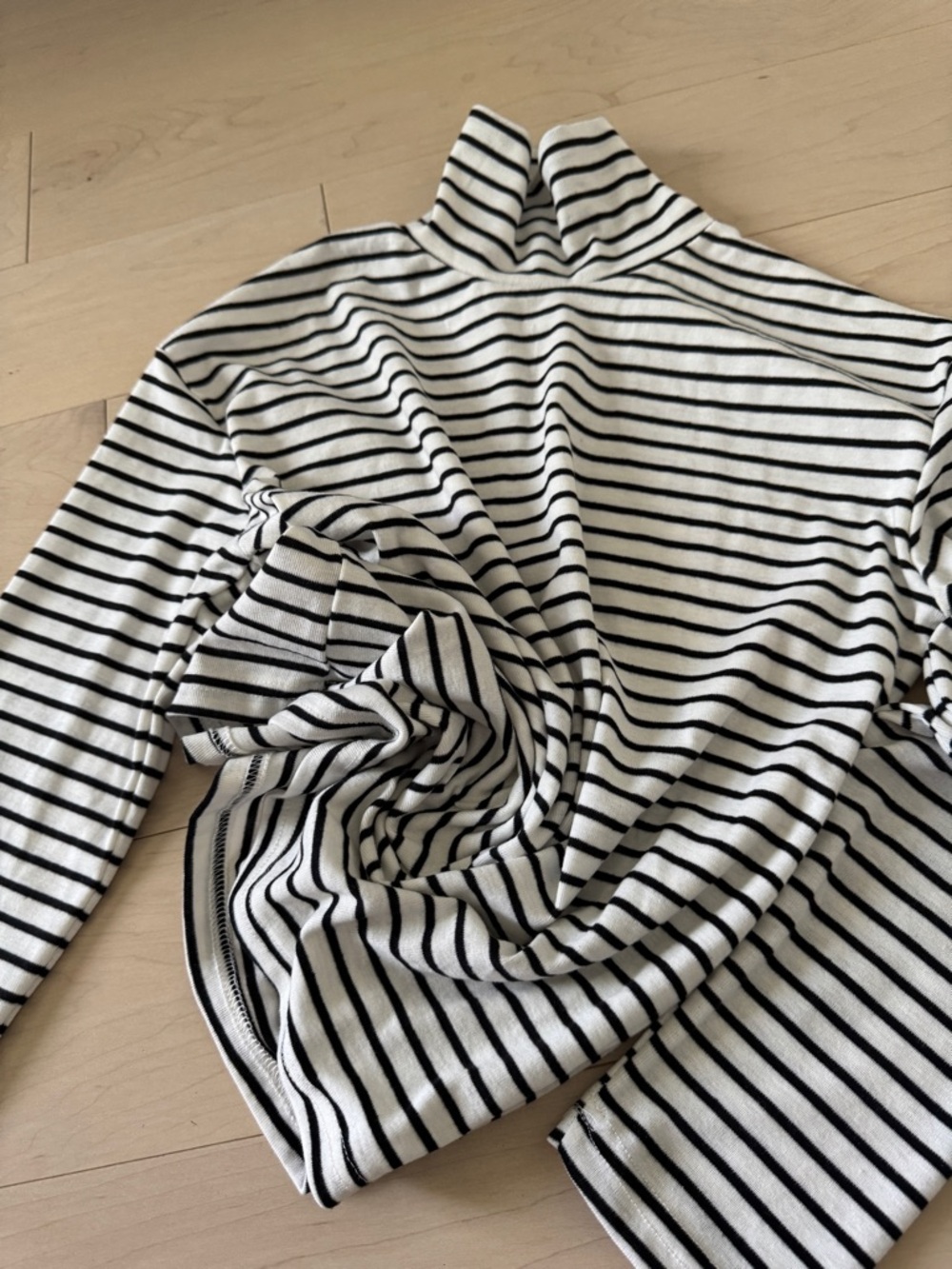 Striped Black & White Turtleneck Top